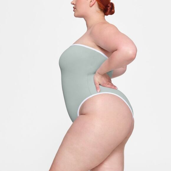 Skims Pacific Blue Sporty Zipper Swim Strapless One Piece Size 4x - Picture 3 of 11